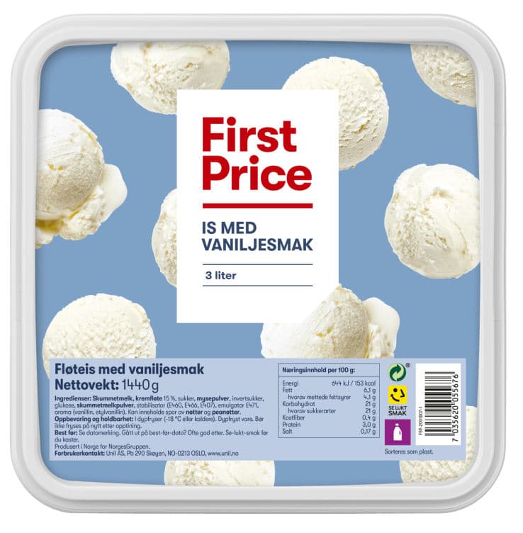 Iskrem Vaniljesmak 3l First Price