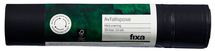 Avfallsposer m/Snørelukking 30l 15stk Fixa