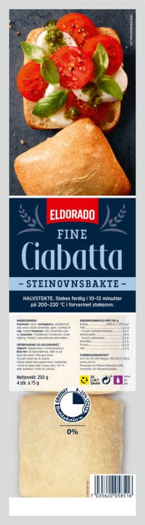 Ciabatta Steinovnsbakt 4x62g Eldorado 250 g