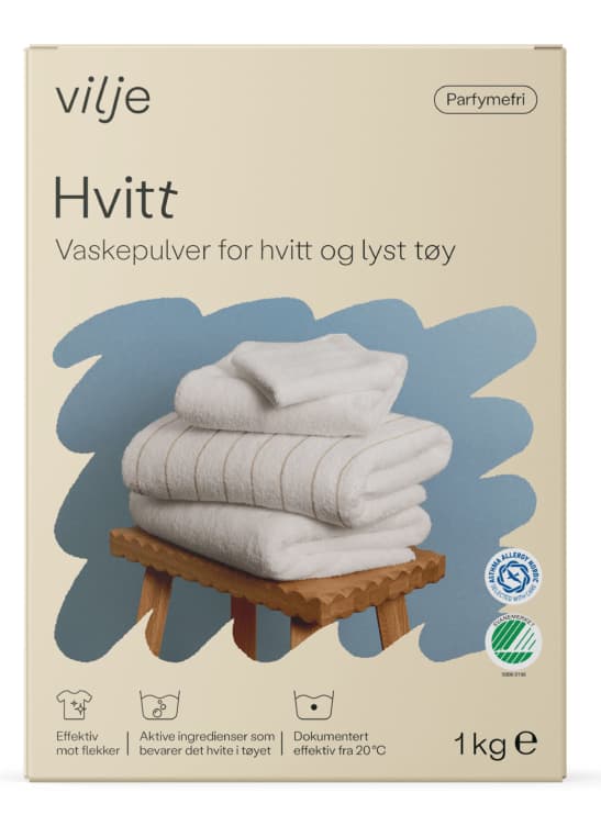 Vilje Tøyvask Hvitt Pulver 1kg