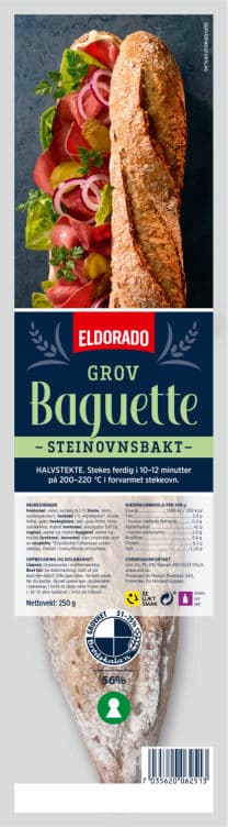 Baguette Grov Steinovnsbakt 250g Eldorado