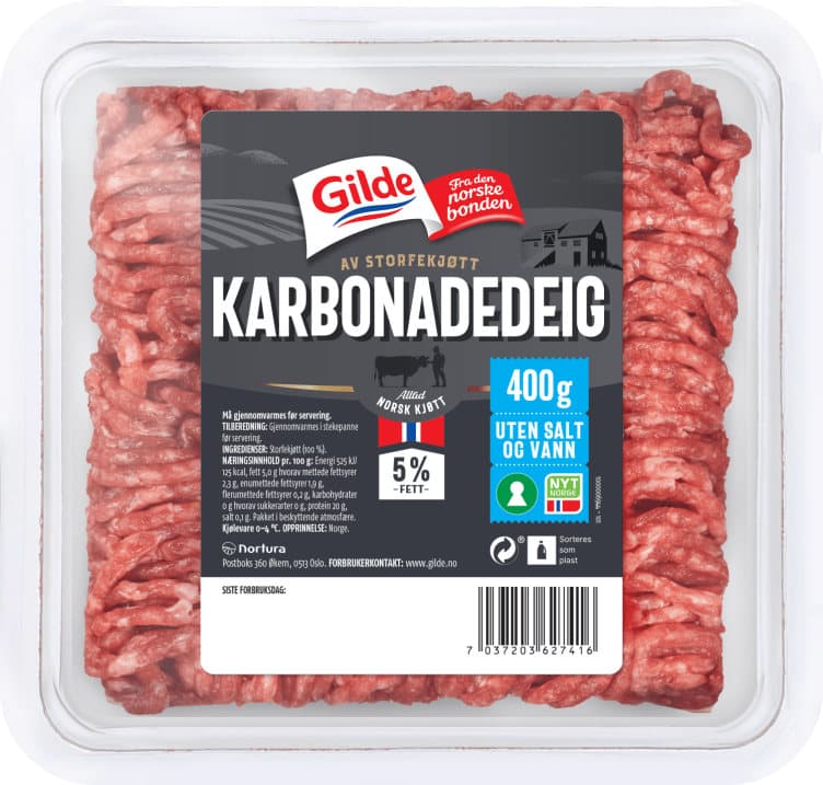 Karbonadedeig 5% u/Salt&Vann 400g Gilde
