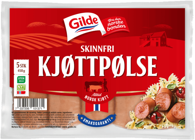 Kjøttpølse Skinnfri 450g Gilde
