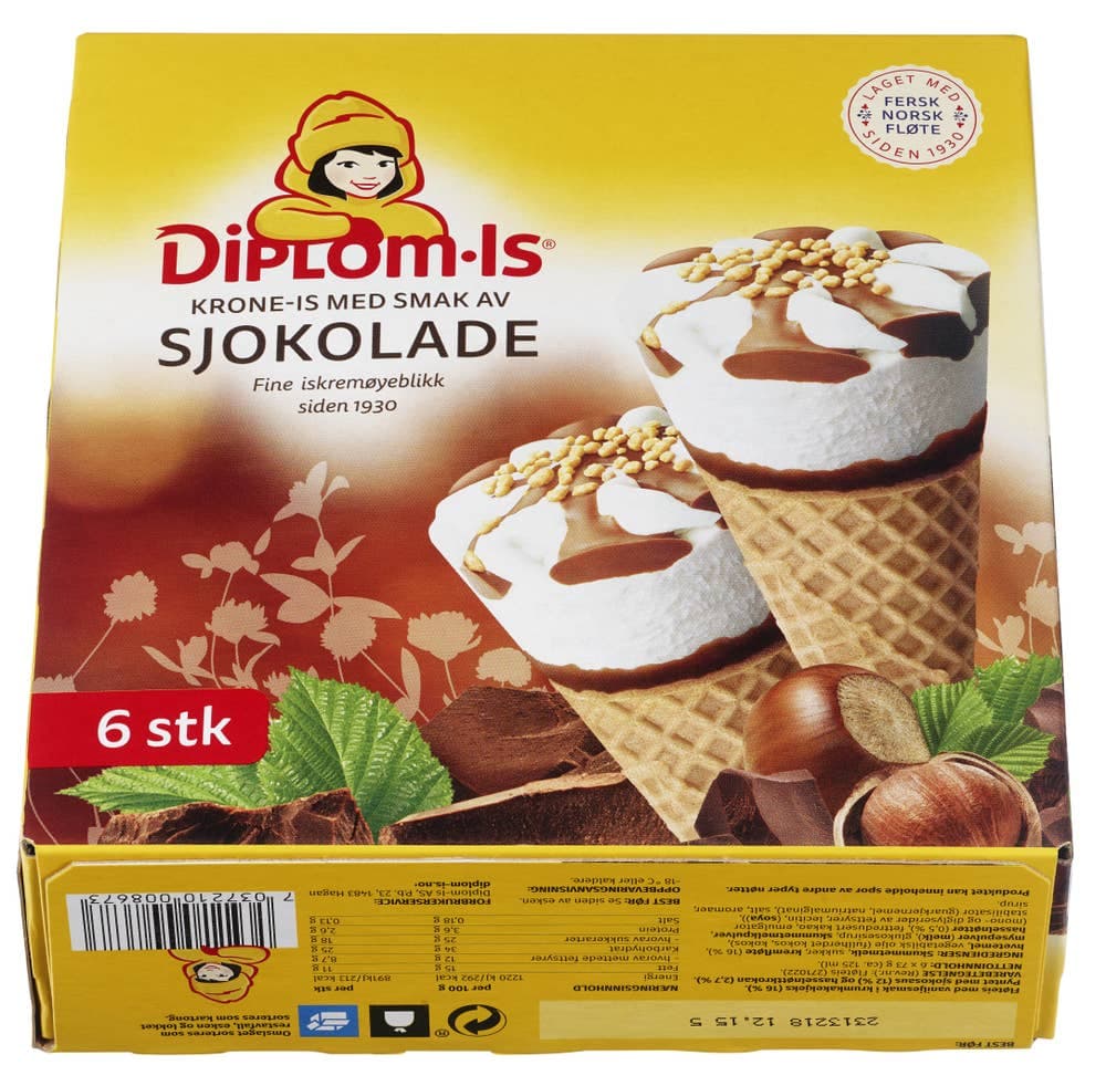 Krone-is med sjokolade 6 stk, 750 ml