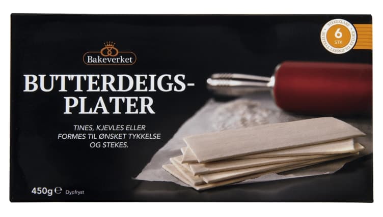 Butterdeigsplater 75gx6stk Bakeverket 450 g