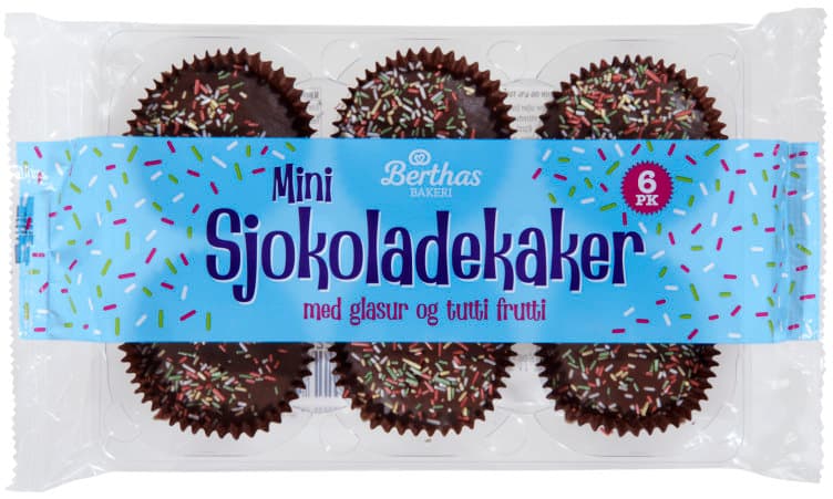 Sjokoladekake Tutti Frutti 6pk 150g Berthas