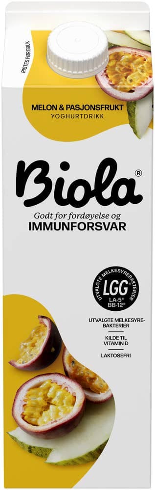 Biola® yoghurtdrikk melon & pasjonsfrukt Laktosefri, 1 l
