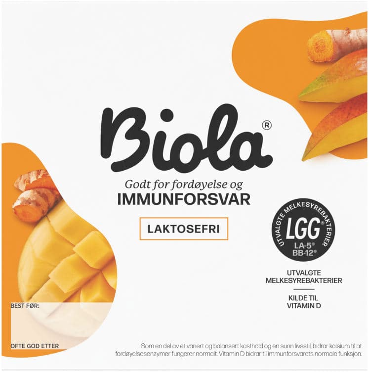 Biola Yoghurt Mango/Gurkemeie 4x125g Tine 500 g