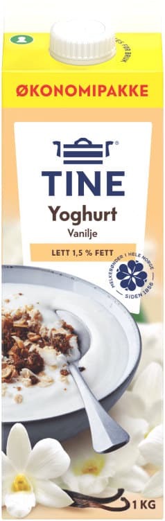 Yoghurt Vanilje Lett 1,5% 1kg Tine