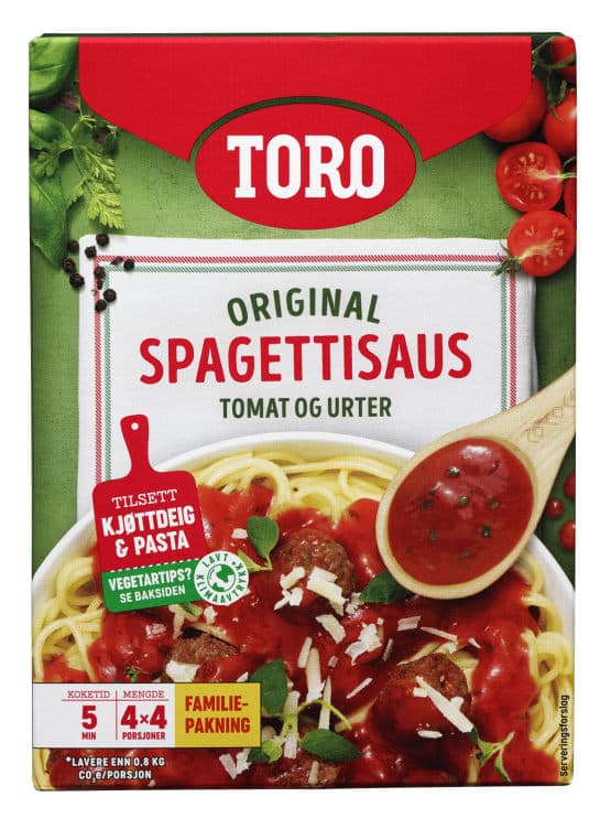 Spagettisaus Tomat & Urter 4pk Toro 212 g