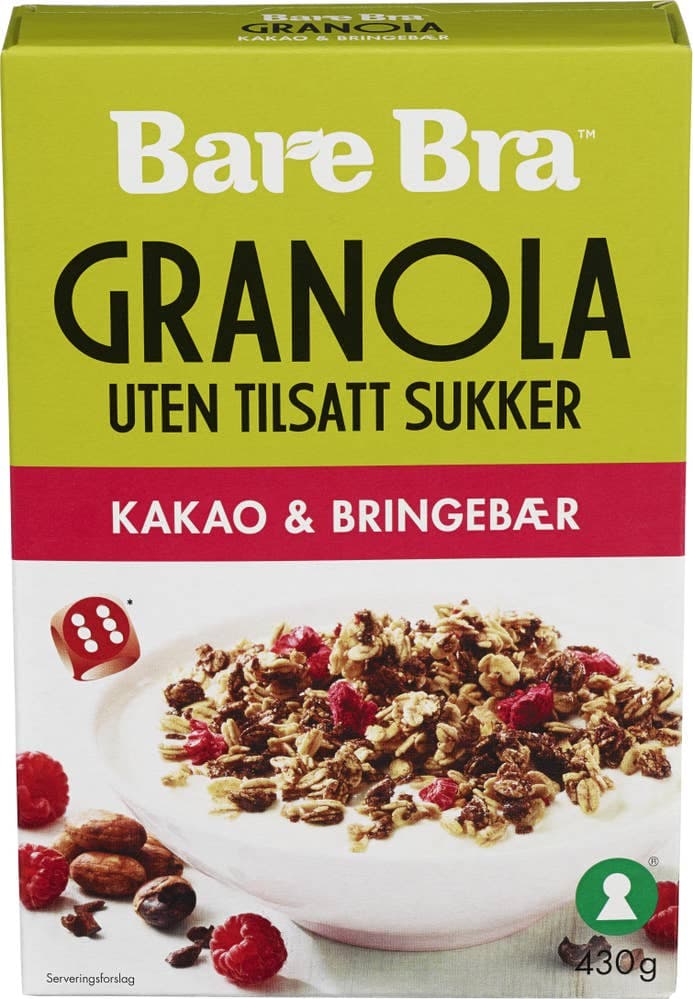 Bare Bra Granola Kakao og Bringebær 430 g