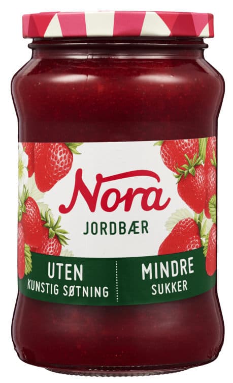 Jordbærsyltetøy Mindre Sukker 530g Nora
