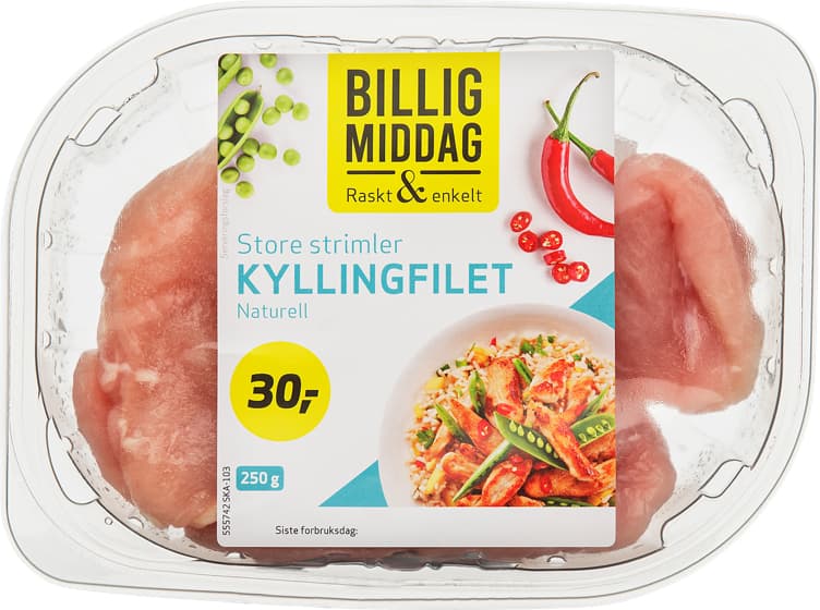 Kyllingfilet Store Strimler 250g