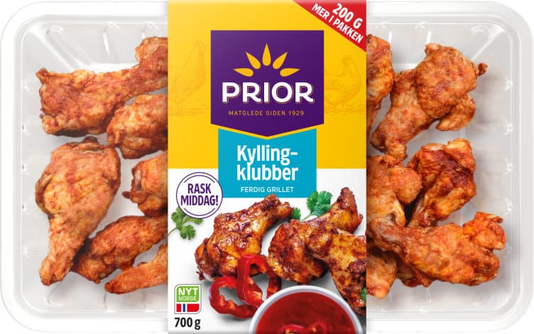 Kylling Vingeklubb Grillet 700g Prior