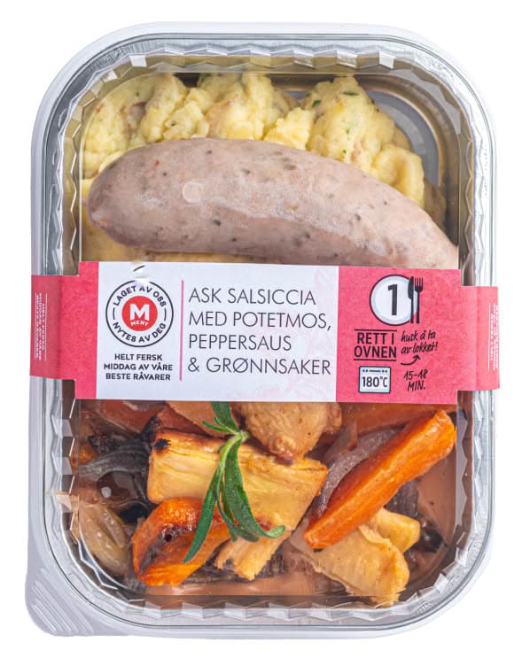 Ask Salsiccia Varm m/Potetmos & Peppersaus pr stykk