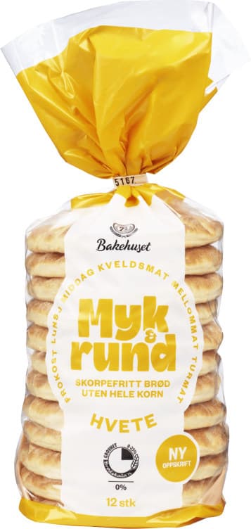 Myk&Rund Hvete 12stk 450g Bakehuset
