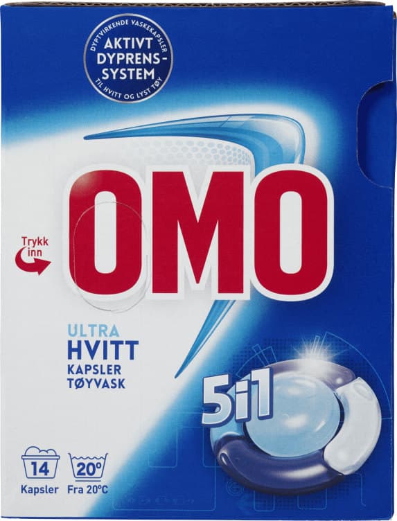 Omo Ultra Hvitt Vaskekapsler 5i1 14stk