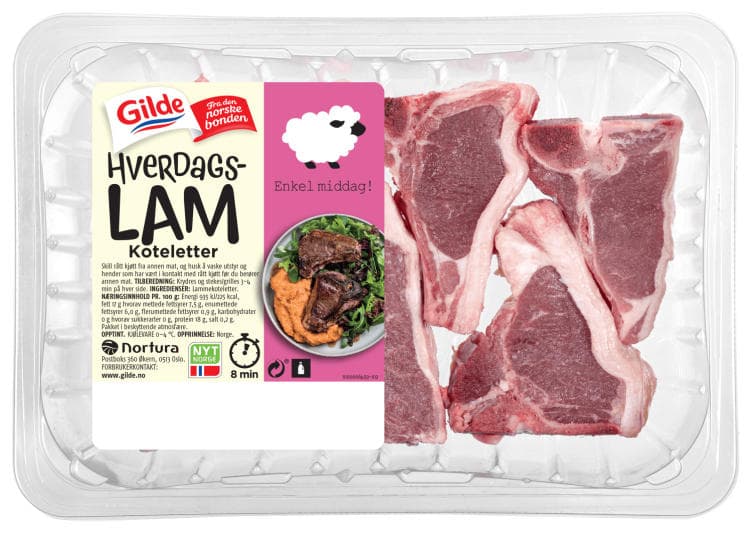 Lammekoteletter Hverdagslam 400g Gilde 390 g