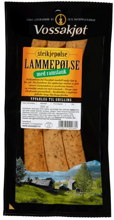 Lammepølse m/Ramsløk 300g Vossakjøt