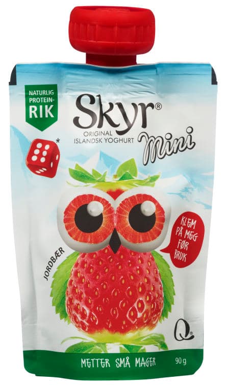 Skyr Mini Jordbær 90g pose Q