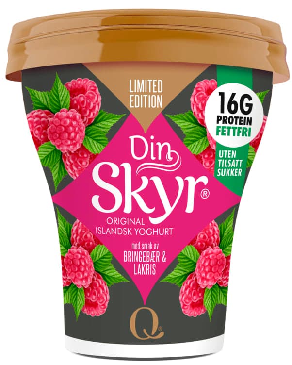 Din Skyr Bringebær&Lakris 160g Q