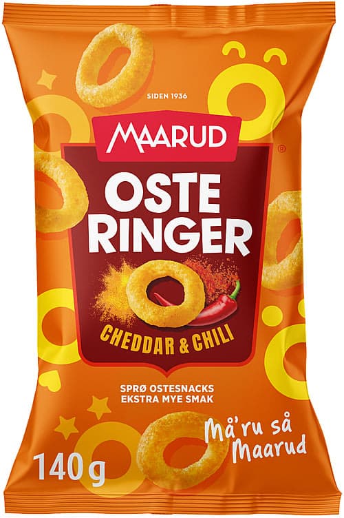 Osteringer Cheddar&Chili 140g Maarud