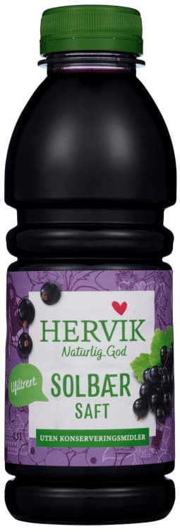 Solbærsaft Ufiltrert 500ml Hervik flaske