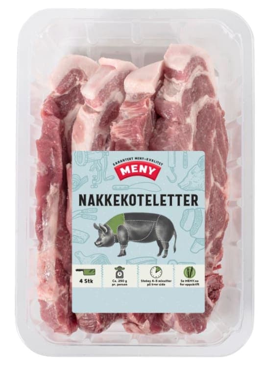 Svin Nakkekotelett 4pk Meny 890 g