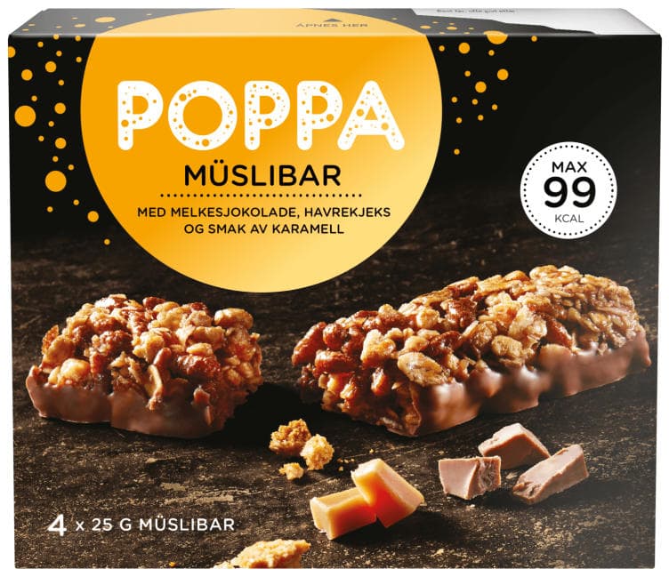 Poppa Muslibar Karamell 4x25g 100 g
