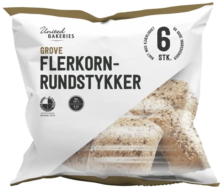 Rundstykker Flerkorn 6pk 420g United Bakeries