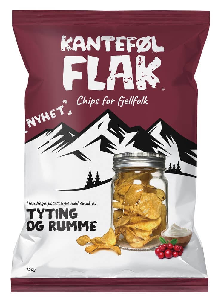 Potetchips med Tyttebær og Rømme 150g Kantefølflak