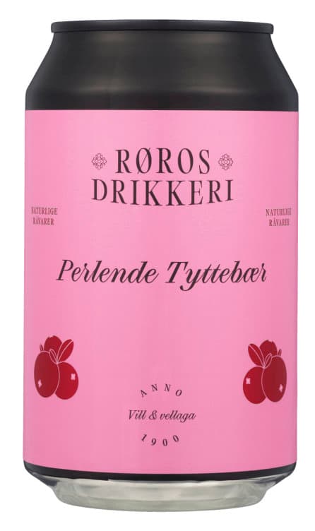 Perlende Tyttebær 0,33l boks Røros Mineralvann