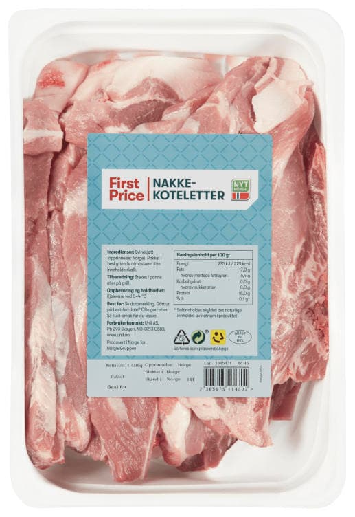 Nakkekoteletter Svin Ca1,3kg First Price