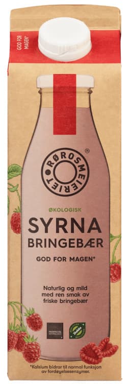 Syrna Bringebær Økologisk 1l Rørosmeieriet