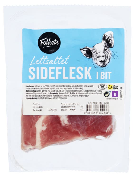 Sideflesk Lettsaltet i Bit Ca400g Folkets 430 g