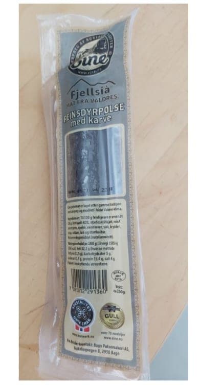 Reinsdyrpølse med Karve 250g Eine