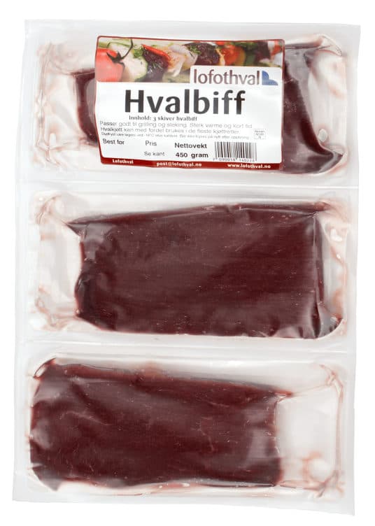 Hvalbiff skiver Frys 450g Lofothval