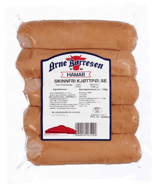 Kjøttpølse Skinnfri 500g Arne Børresen