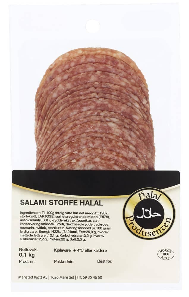Salami Halal Skivet, 100 g