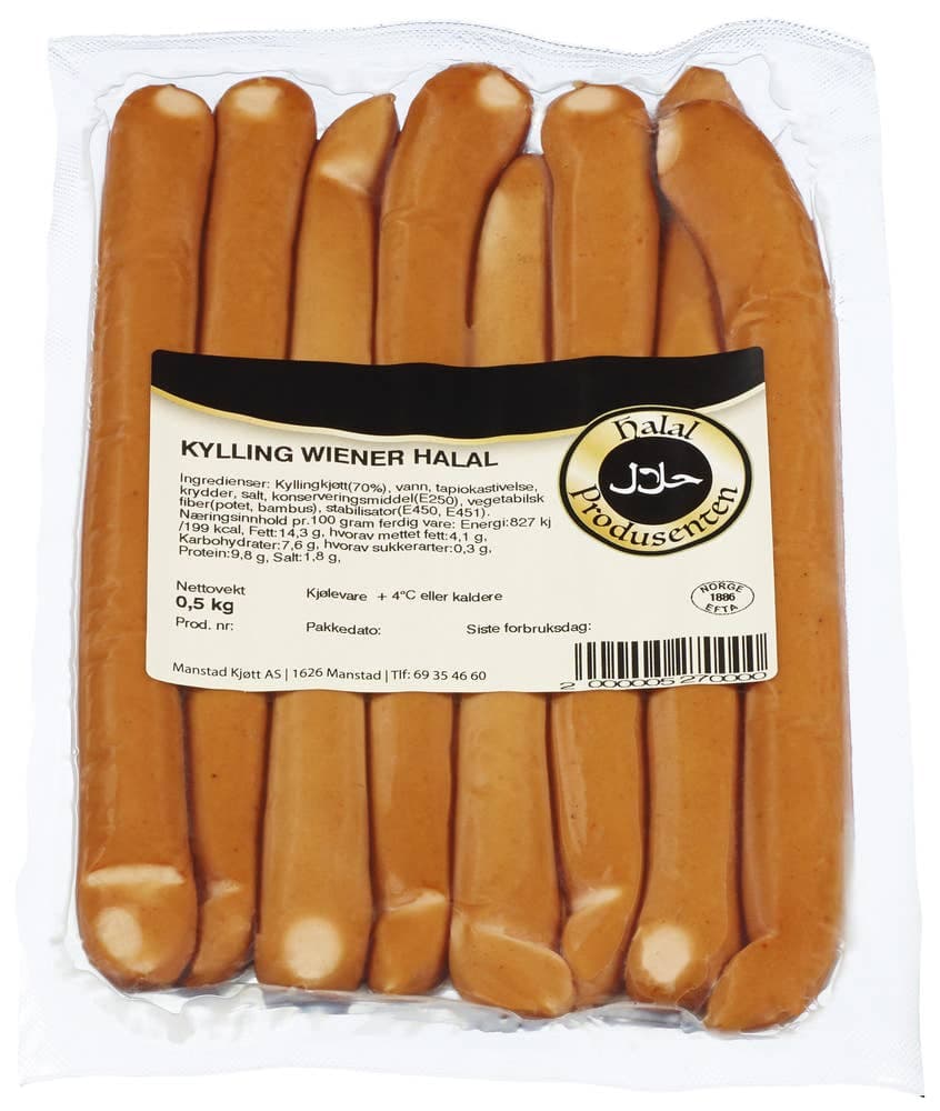Kyllingwiener halal 500 g