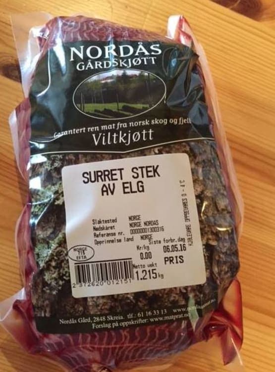 Elgstek ca 1,2kg Surret Nordås Gårdskjøtt