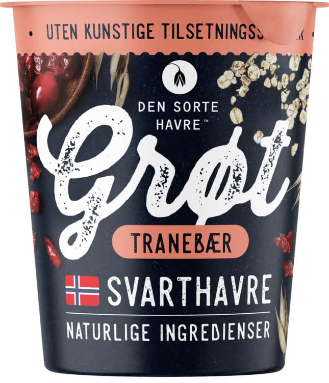 Havregrøt m/Tranebær 65g Den Sorte Havre 50 g