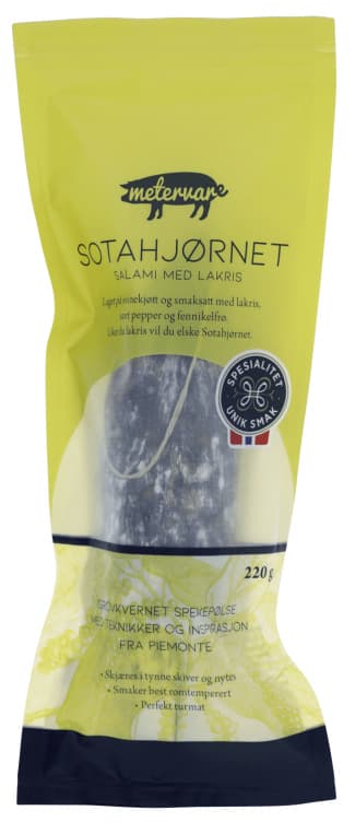 Sotahjørnet Lakrissalami 220g Metervare