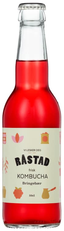 Kombucha Bringebær 0,33l flaske Råstad