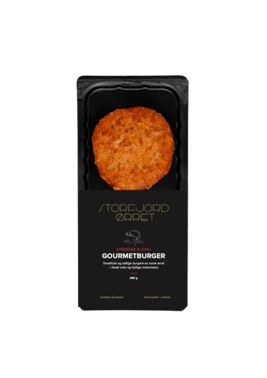 Ørretburger Cheddar&Chili 260g Storfjordørret
