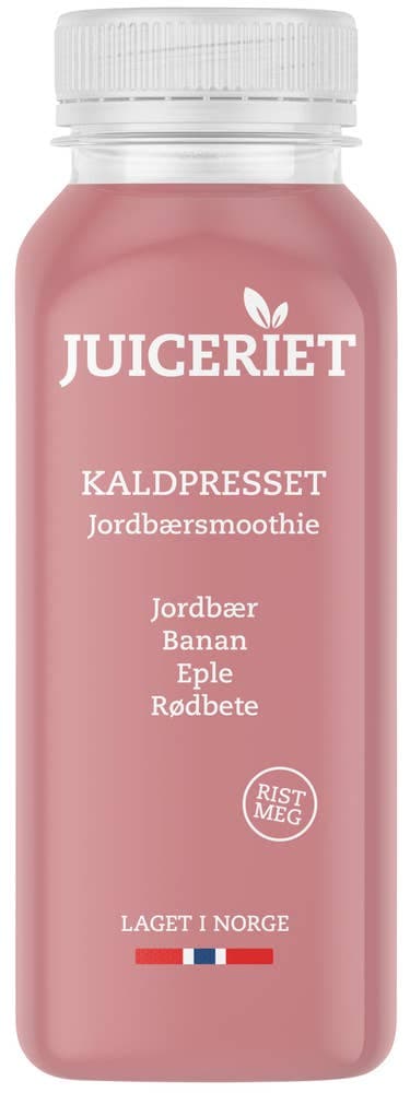 Kaldpresset Jordbærsmoothie Jordbær, banan, eple & rødbete, 250 ml