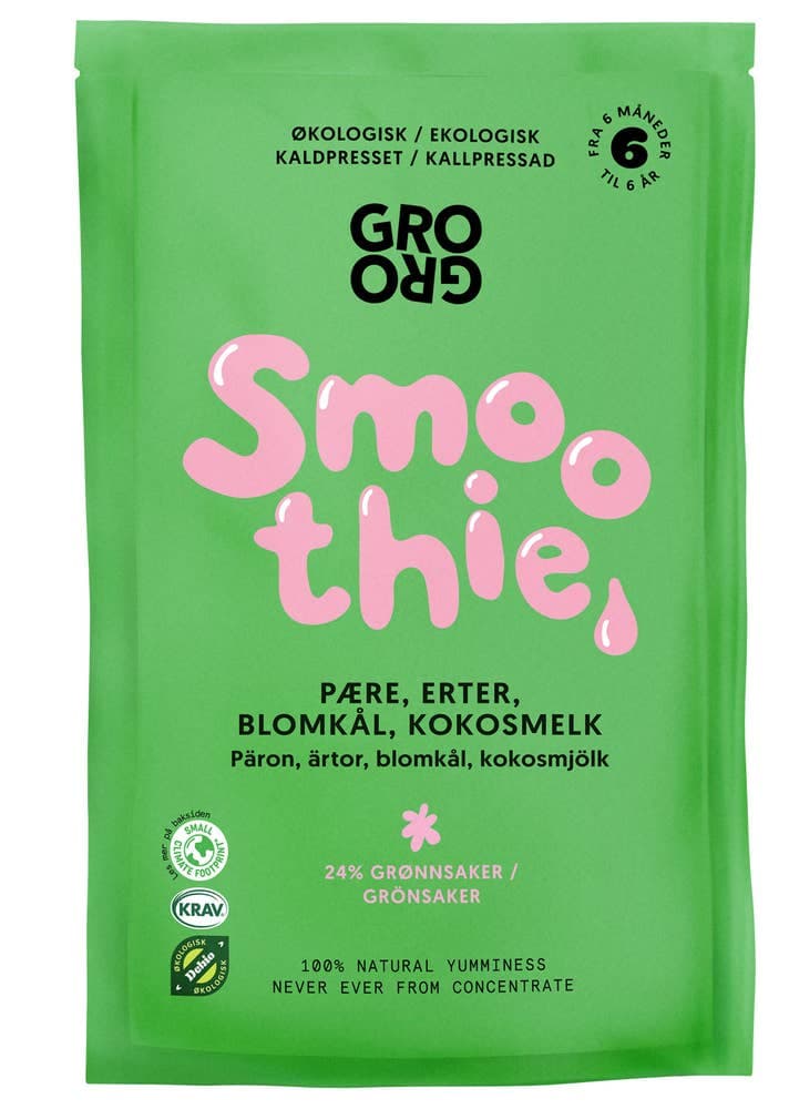 Smoothie med pære og erter Fra 6 mnd, Økologisk, 100 g