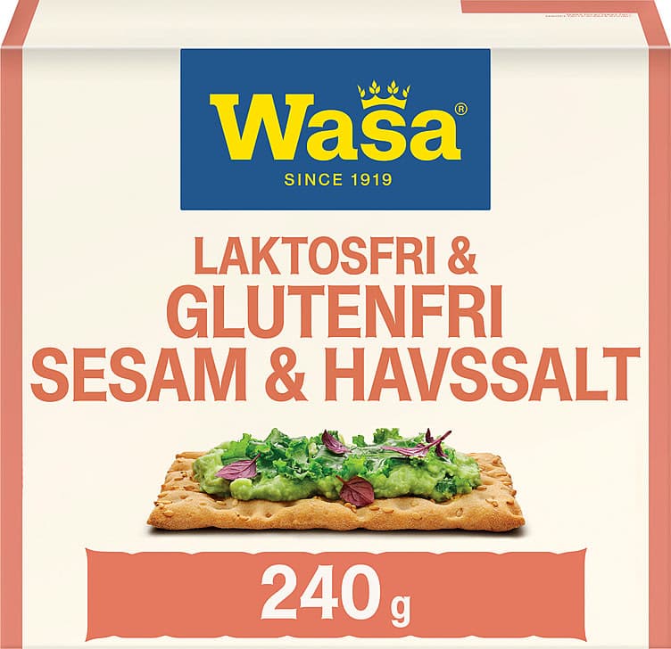 Knekkebrød Sesam&Havsalt Gl.Fri 240g Wasa