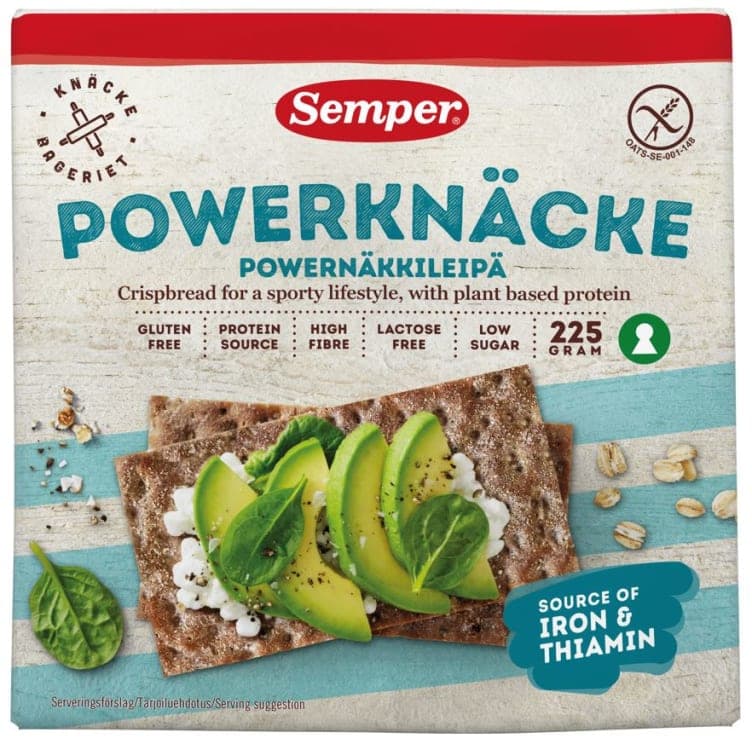Powerknekkebrød Gl.Fri 225g Semper