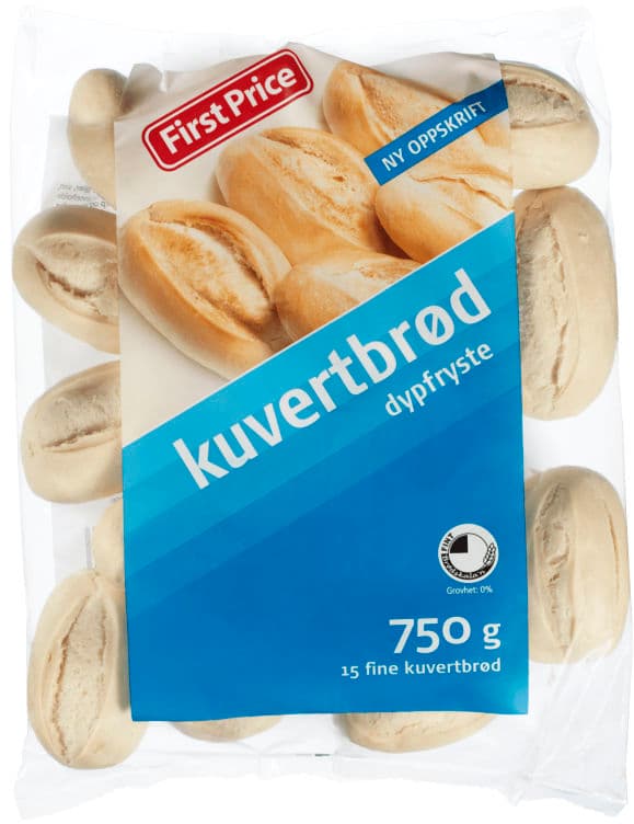 Kuvertbrød 15pk First Price 750 g
